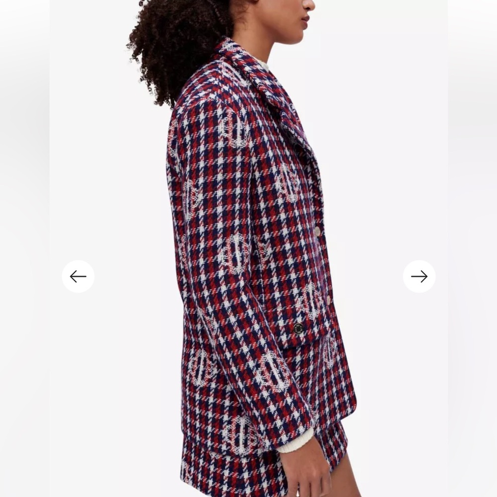 NWT Maje Vargelo Houndstooth Blazer—1 Missing inner top snap (comes with extra) - Picture 5 of 7